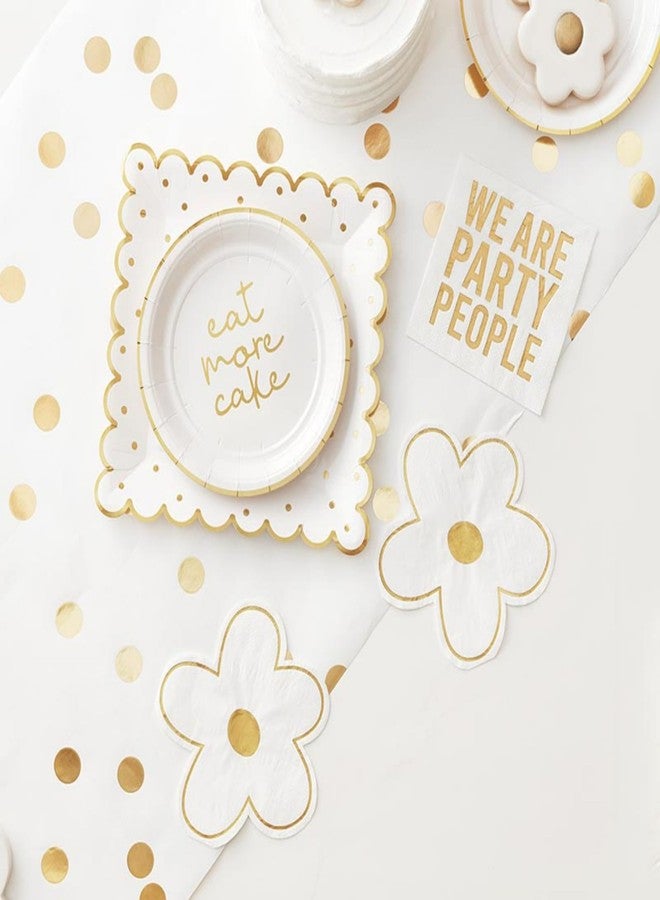 Santa Barbara Design Studio Disposable Paper Table-Runner Dinner Party Table Cover Roll, 20' x 18", Gold Polka Dots - Image 4