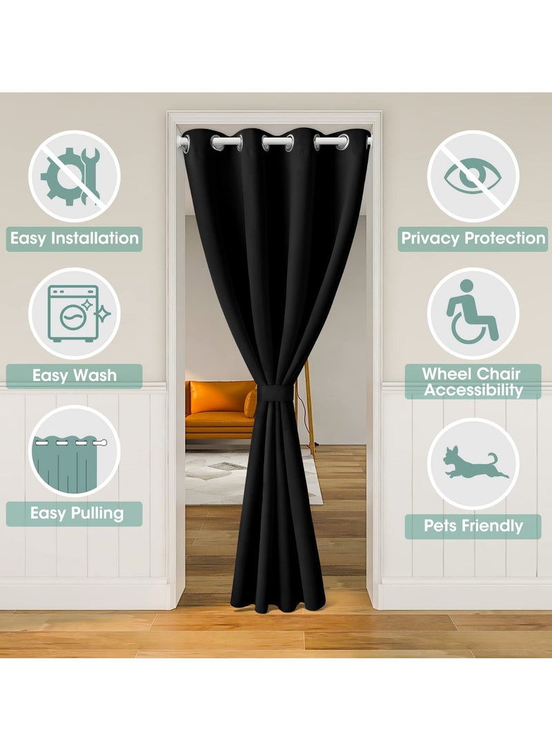 KYD 1 Panel Blackout Curtains,Darkening Curtains Decorative Thread Foil Blackout Curtains, Thermal Insulated Room Darkening Curtains for Bedroom Living Room 214x132 cm - Image 2