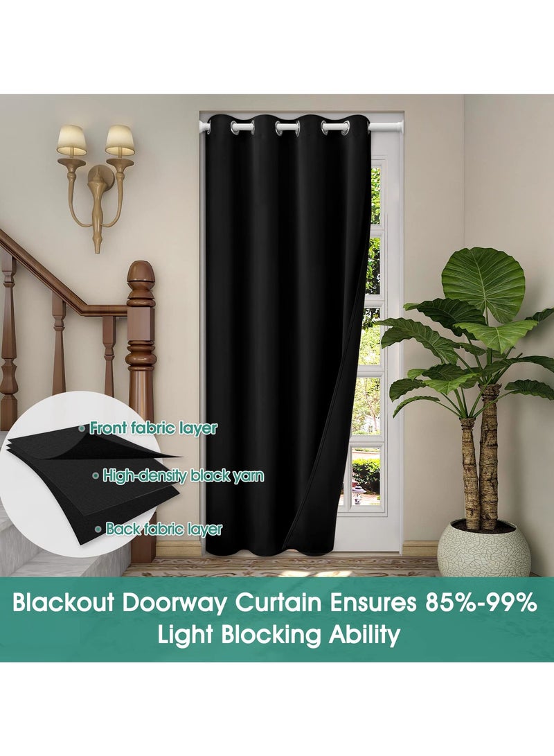 KYD 1 Panel Blackout Curtains,Darkening Curtains Decorative Thread Foil Blackout Curtains, Thermal Insulated Room Darkening Curtains for Bedroom Living Room 214x132 cm - Image 3
