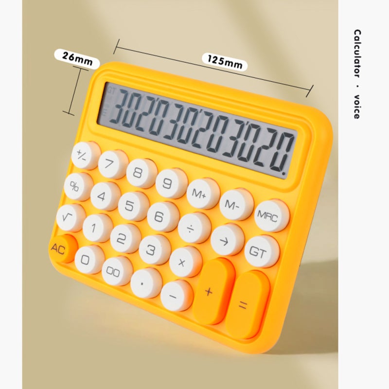 Small 12-Digit Calculator: Large Easy-To-Press Yellow Keys, Quiet Operation, 15-Degree Tilt Ergonomic Design - Durable ABS Anti-Slip Calculator for Home Office, Workspace, Desk Use - Image 4