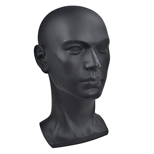 MIAOMANZI PVC Mannequin Head Black Male Manikin Dummy Stand Model Display Hat Scarf Wigs Hair Glasses Hat Beauty Styling Tool Matte Black - Image 3