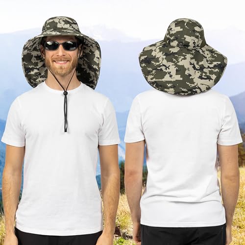 Suncube SUN CUBE Wide Brim Sun Hat with Neck Flap, Fishing Hiking for Men Women Safari, Neck Cover for Outdoor Sun Protection UPF50+ | Camo Green - Image 5