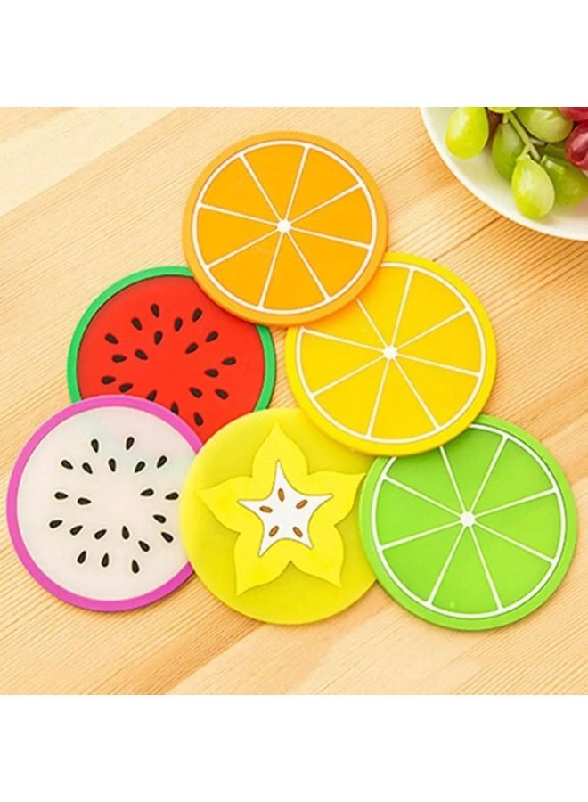 4 قطع كوب كوسترعلى شكل فاكهة سيليكون عازلة للانزلاق بساط أكواب مشروبات ساخنة ولتزيين طاولات المنزل وإكسسوارات المطبخ - متعدد الألوان - Image 5