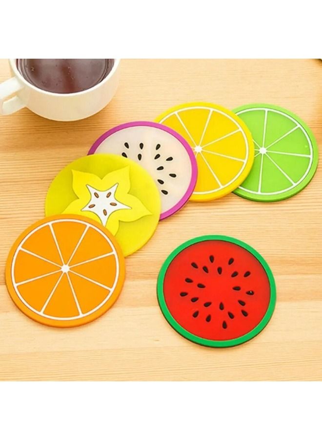 4 قطع كوب كوسترعلى شكل فاكهة سيليكون عازلة للانزلاق بساط أكواب مشروبات ساخنة ولتزيين طاولات المنزل وإكسسوارات المطبخ - متعدد الألوان - Image 4