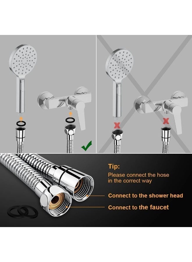 G851-20 Universal Shower Hose, Flexible Pipe Tube, 200 cm, Stainless Silver - Image 4
