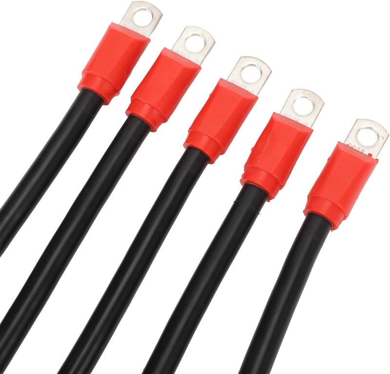 5 قطع من كابلات بطارية العربات مقاس 4، مجموعة أسلاك نحاسية نقية مع محطات سداسية نحاسية مطلية، كابلات بطارية ثقيلة للعربات التي تعمل بتيار مستمر ومتردد 36 فولت و48 فولت، تناسب عالمي مع عازل PVC. - Image 3