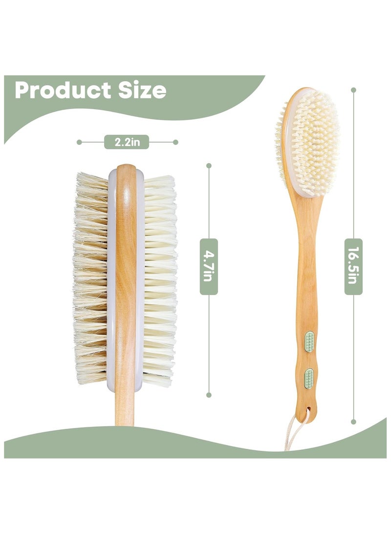 DELGREEN Long Handle Dual Side Dry and Bath Body Brush, Reduce Cellulite, Dry Brush for Cellulite and Lymphatic Drainage, Exfoliating Brush, Shower Brush Body Scrubber - Image 2