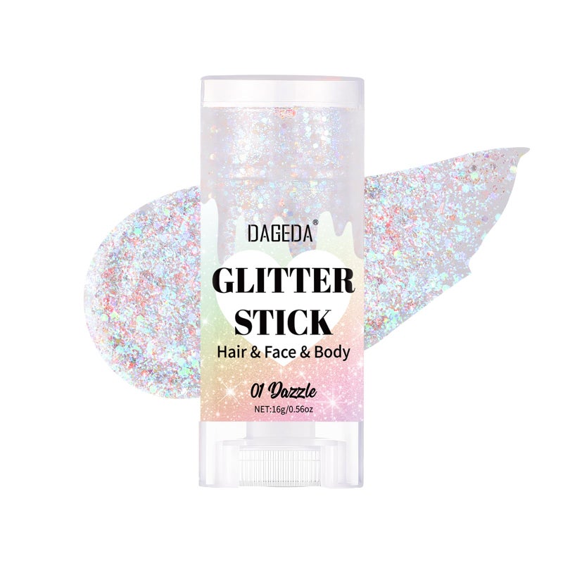 DAGEDA Dazzle Body Glitter Stick,Sparkly Face Glitter Makeup,Holographic Hair Glitters Mermaid Makeup Rave Outfits for Women, Shimmer Face Paint Stick Singer Concert Accessories - Image 1