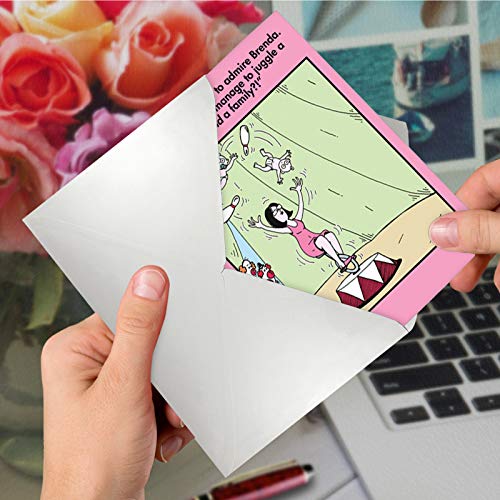 NobleWorks - Hilarious Mothers Day Greeting Card - Cartoon Comic Humor, Funny Card with 5x7 Envelope - Family Juggler 0204 - Image 5