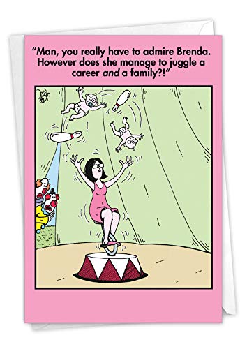 NobleWorks - Hilarious Mothers Day Greeting Card - Cartoon Comic Humor, Funny Card with 5x7 Envelope - Family Juggler 0204 - Image 1