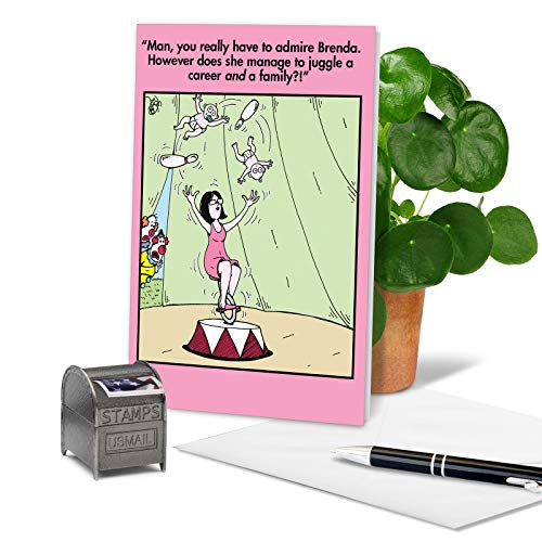 NobleWorks - Hilarious Mothers Day Greeting Card - Cartoon Comic Humor, Funny Card with 5x7 Envelope - Family Juggler 0204 - Image 3