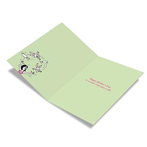 NobleWorks - Hilarious Mothers Day Greeting Card - Cartoon Comic Humor, Funny Card with 5x7 Envelope - Family Juggler 0204 - Image 2