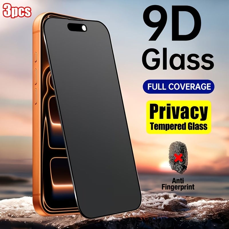 Anti Peep Privacy Screen Protector 3 Pack Tempered Glass for iPhone SE 2020 Full Coverage - Image 1