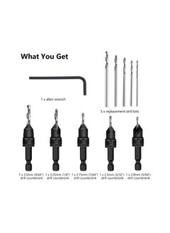 SYOSI 82°Countersink Drill Bit,  5Pcs Free Replaceable HSS Drill Bits for Wood 3/8" Quick-Change, Chamfered Adjustable Drilling Tool Kit on Pilot Counter Sink Holes for Woodworking  - Image 3