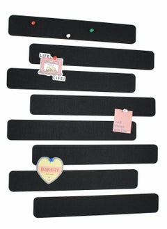 KASTWAVE 8 Pcs Black Felt Pin Board Bar Strips with 35 Pushpins  - Image 1