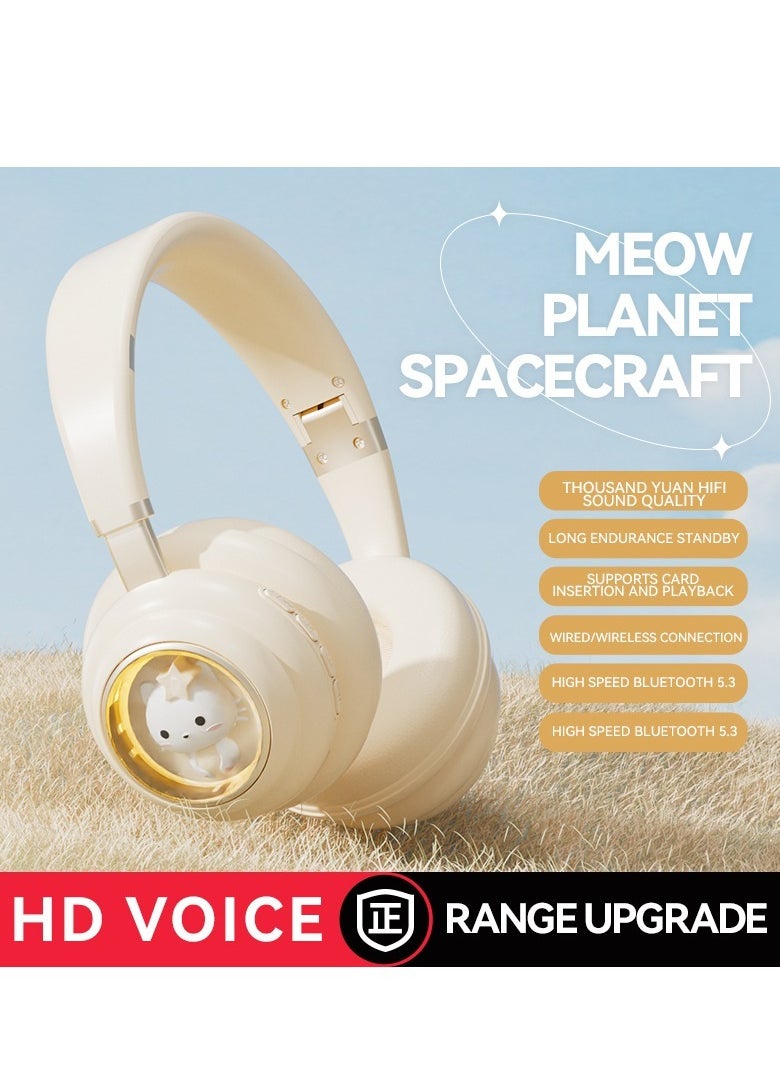 GULFLINK KE-30 Wireless Headset Over Ear Headphones Bluetooth PC Gaming Headphones Beige  - Image 4
