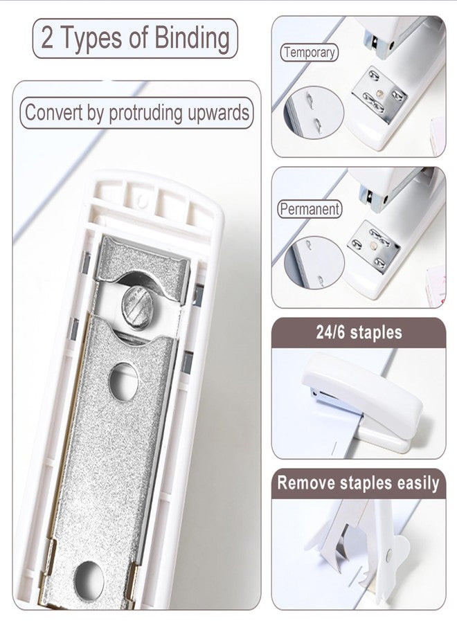 COMFYROOM Desk Accessories with Pen Holder, Office Supplies Desk Organizers and Accessories, Tape Dispenser, Stapler, Staple Remover, Staples, Clips Set, Ruler, Scissor, Pen, Tape (White) - Image 5