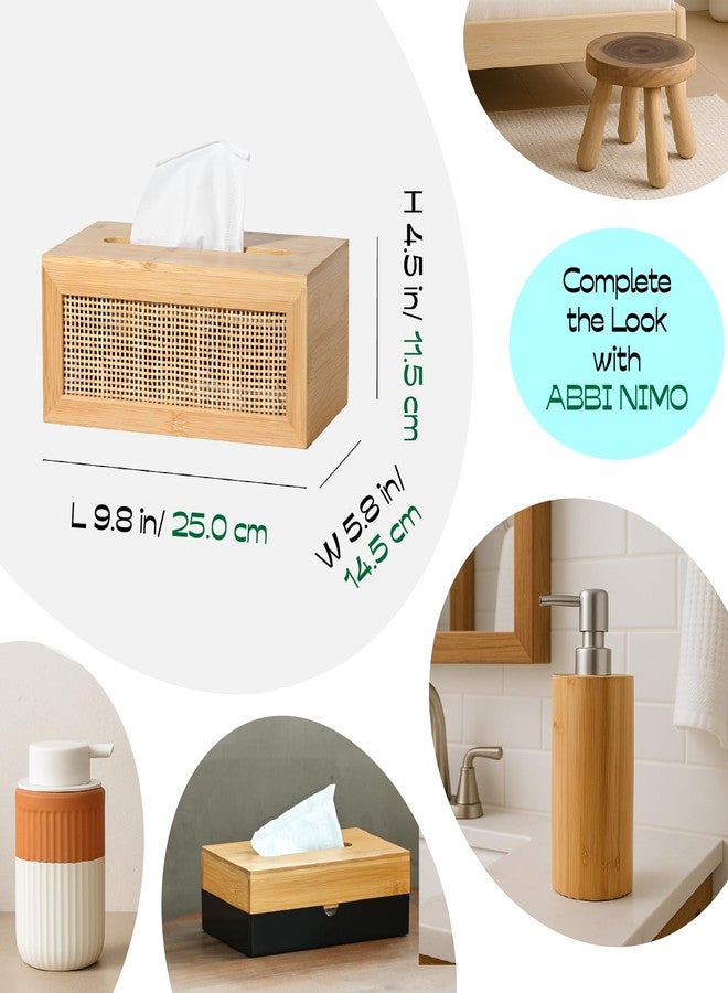 ABBI NIMO Large Rectangular Bamboo Tissue Box Cover, Natural Rattan Tissue Holder with Magnets for Bathroom, Living Room, Bedroom or Office, Supportive Spring Lifter Included - Image 4