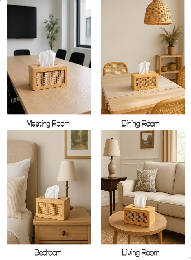 ABBI NIMO Large Rectangular Bamboo Tissue Box Cover, Natural Rattan Tissue Holder with Magnets for Bathroom, Living Room, Bedroom or Office, Supportive Spring Lifter Included - Image 5