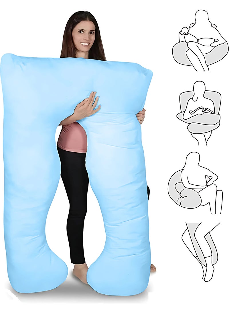 Banotex Pregnancy Pillow Made of Cotton with Pure Microfiber Blend Filling 120 x 80 cm Sky Blue - Image 1