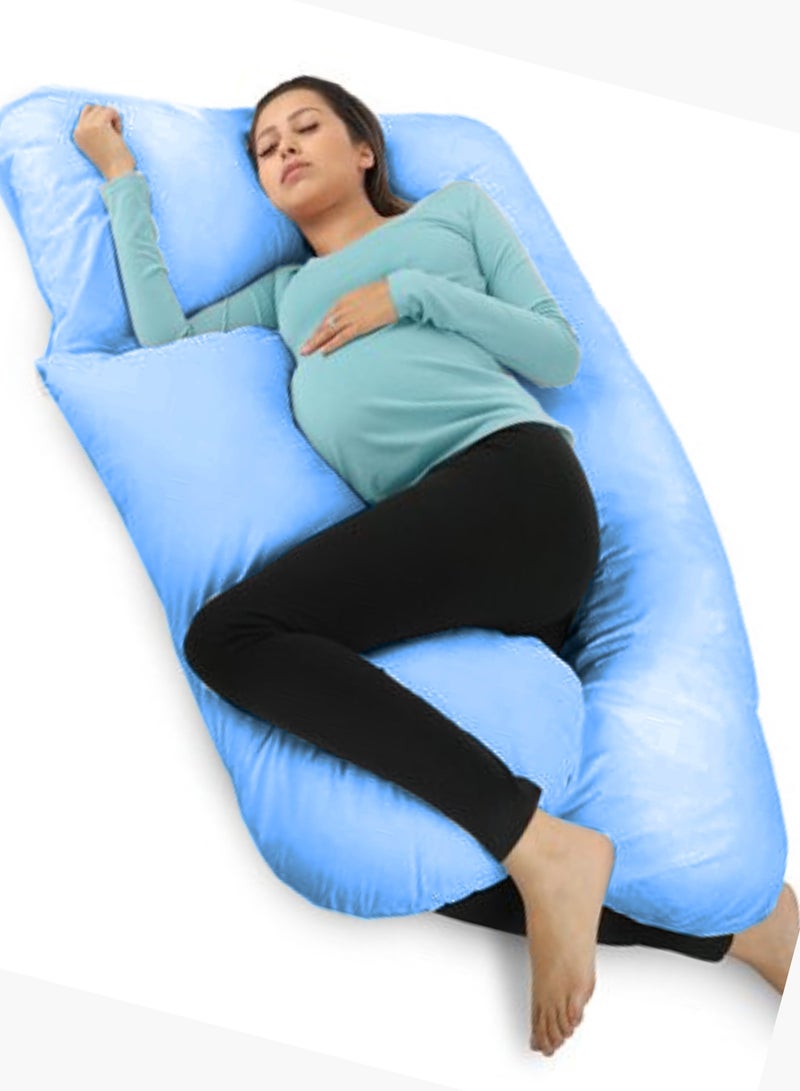 Banotex Pregnancy Pillow Made of Cotton with Pure Microfiber Blend Filling 120 x 80 cm Sky Blue - Image 2