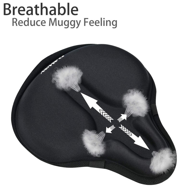 DAWAY C9 Comfortable Exercise Bike Seat Cover - Extra Large Wide Foam & Gel Padded Bicycle Saddle Cushion for Women Men, Fits for Peloton, Stationary, Cruiser Bikes, Indoor Cycling, Soft - Image 4