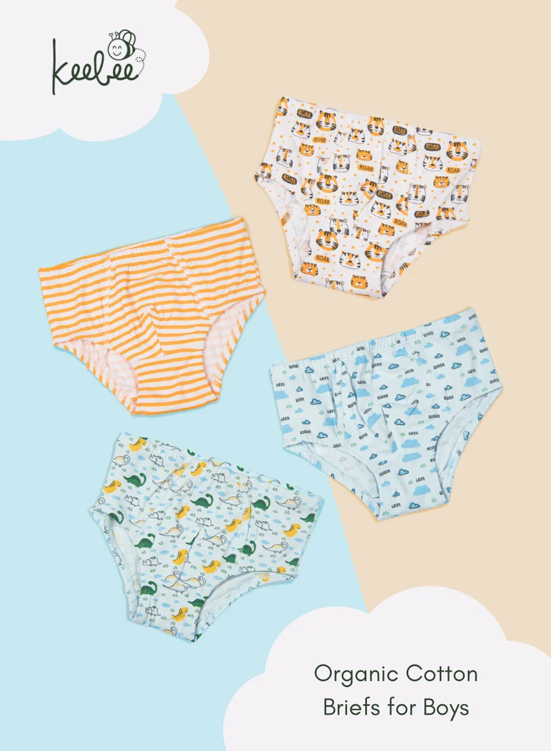كيبي كيبي ٤ قطع سراويل داخلية للأولاد قطن عضوي ٩٥٪ إيلاستين ٥٪ ناعمة ومريحة