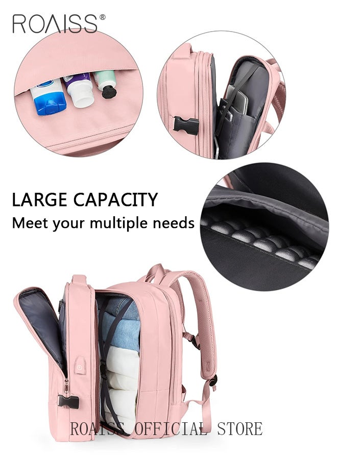roaiss High Capacity Business Travel Backpack Expandable Luggage Bag for Short Trips Dry and Wet Separation Scientific Storage Business Computer Bag Simple Solid Color Design with Check In Backpack  - Image 4