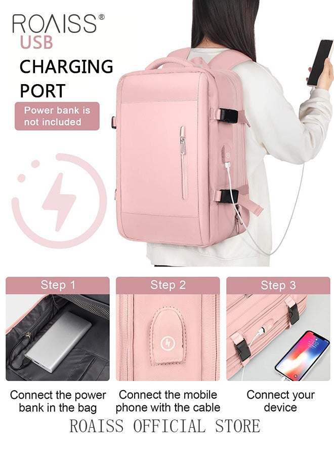 roaiss High Capacity Business Travel Backpack Expandable Luggage Bag for Short Trips Dry and Wet Separation Scientific Storage Business Computer Bag Simple Solid Color Design with Check In Backpack  - Image 1