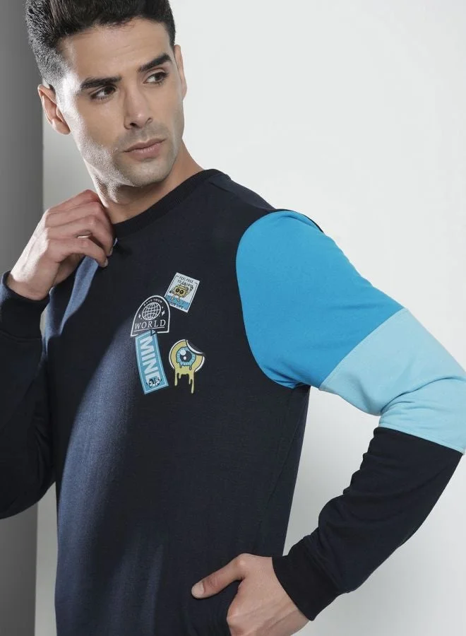 The Indian Garage Co  The Indian Garage Co Men Regular Fit Colourblocked Crew Neck Full Sleeves Sweatshirt  | Best Price UAE