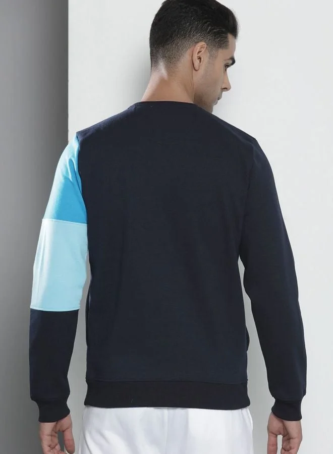 The Indian Garage Co  The Indian Garage Co Men Regular Fit Colourblocked Crew Neck Full Sleeves Sweatshirt  | Best Price UAE