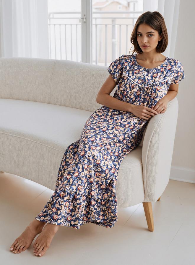 سبلاش فيڤ قميص نوم بطبعة زهور - Image 1