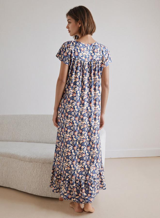 سبلاش فيڤ قميص نوم بطبعة زهور - Image 3