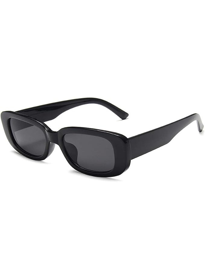 Sunglasses For Women Men Vintage Square Frame   Protection Narrow Fashion Eyewear, Black, One Size - Image 1