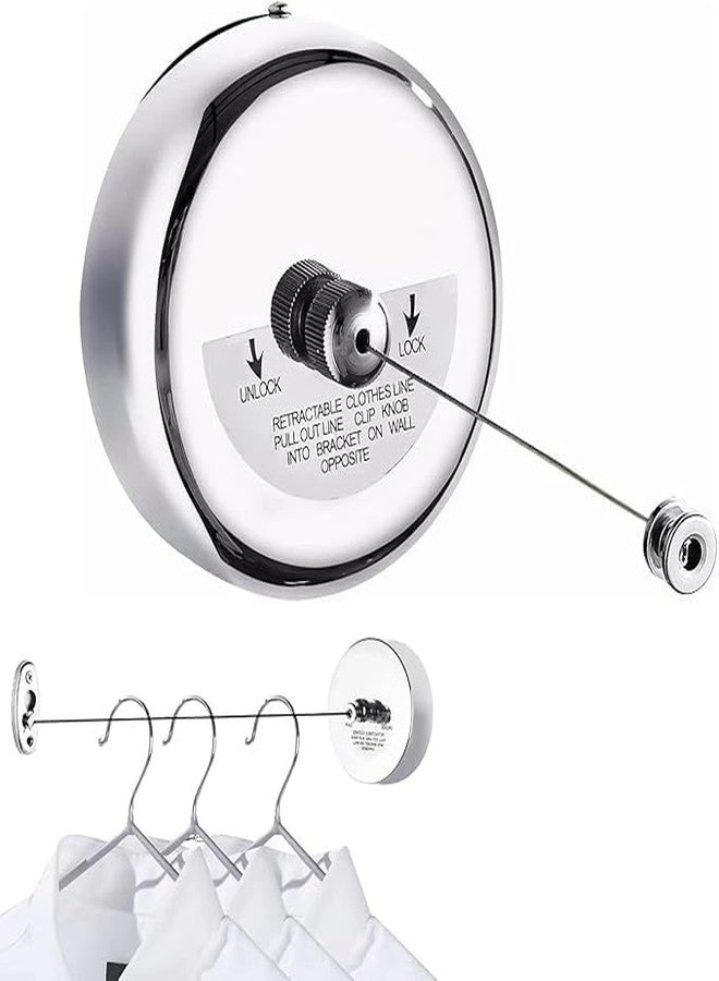 Bletilla Stainless Steel Retractable Adjustable Clothesline, Lockable Hanging Washing Line, Cloth Line Laundry Drying Rope for Indoor/Outdoor/Balcony (Silver), 1 Count - Image 1