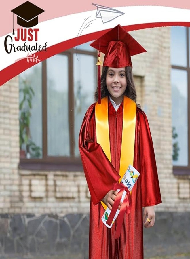 Desi Andaaz Kids Convocation Dress Graduation Gown and Cap Set | Breathable Polyester | Ideal for School, Nursery & Kindergarten Graduation(Red With Yellow Sash)(9-11 Y) - Image 4