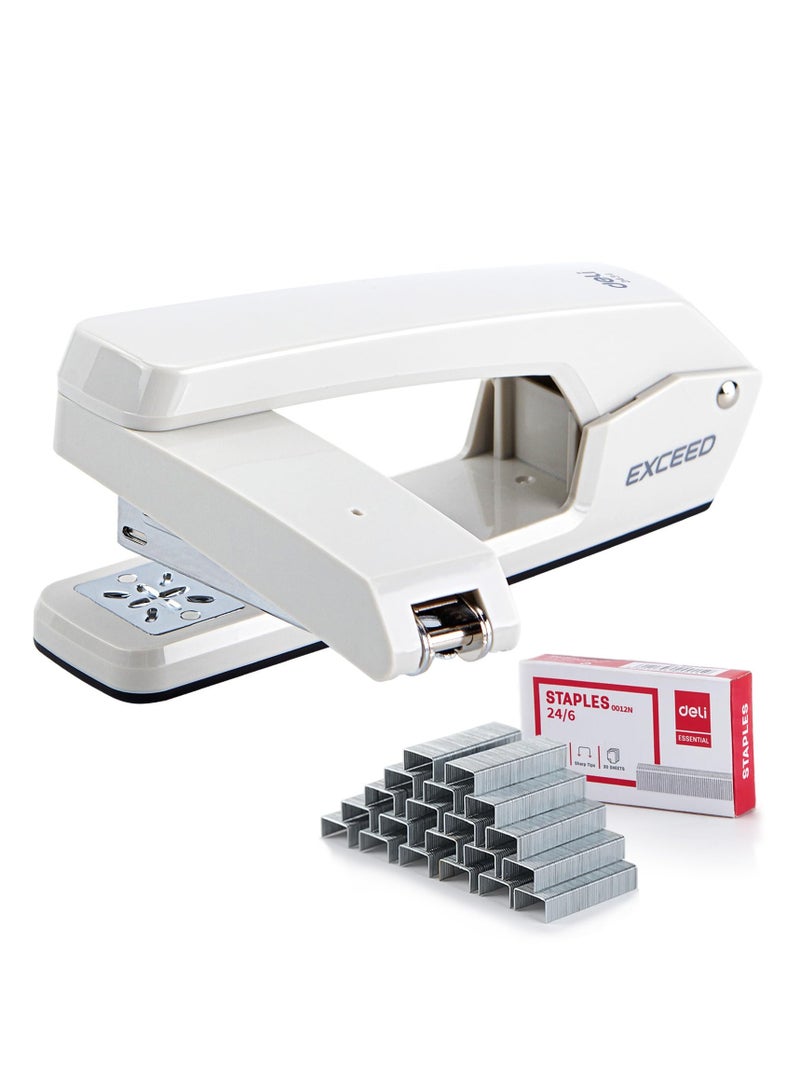 Generic 360° Rotating Long-Arm Stapler, 25-Sheet Capacity, Multi-Angle Binding, Includes 1000 Staples, for Office/Home/School, (White)  - Image 1