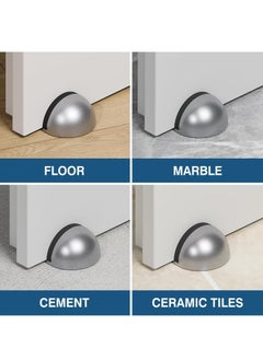GUDOO 4Pcs Self Adhesive Floor Door Stoppers Stainless Steel Door Stopper Polished Oval Half Moon with Glues for Protect of Wall Hard Floor Glass Door for Home School Office Floor Silver  - Image 5