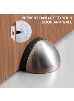 GUDOO 4Pcs Self Adhesive Floor Door Stoppers Stainless Steel Door Stopper Polished Oval Half Moon with Glues for Protect of Wall Hard Floor Glass Door for Home School Office Floor Silver  - Image 4