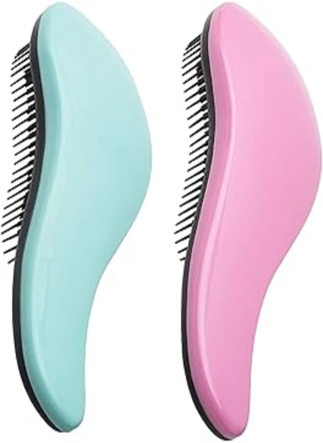 WYNK WYNK Detangler Brush - 2-Piece Value Set - Wet Detangling Hair Brush,Professional No Pain Detangler for Women,Men,Kids (2 Pack, Green&Pink) 