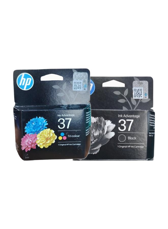 HP خراطيش حبر أصلية ثلاثية الألوان 37 | حبر HP الأصلي | طباعة ملونة عالية الجودة خراطيش حبر HP 37 ثلاثية الألوان و 37 أسود – حزمة حبر HP الأصلية - Image 1