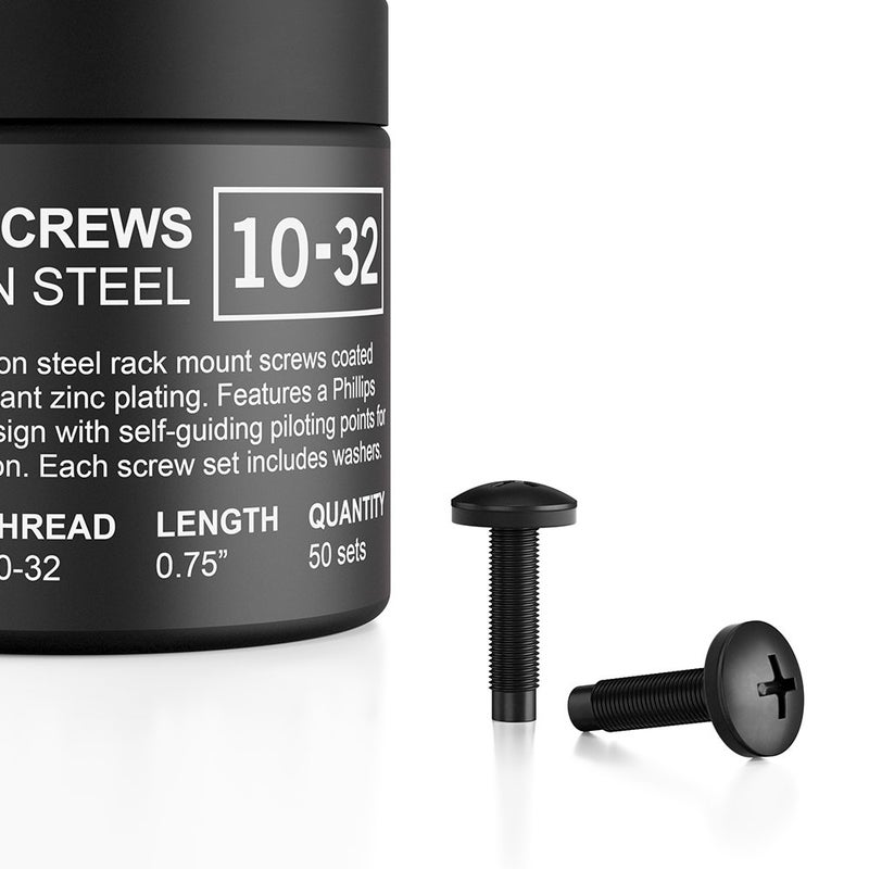 AC Infinity Carbon Steel 10/32 Rack Screws and Nylon Washers. 50-Piece Set for Equipment Server Racks, enclosures, and cabinets. - Image 1