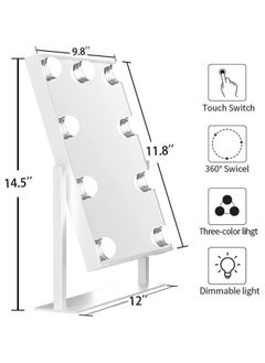 Hollywood Style Lighted Vanity Mirror, 40 x 32 cm, with 3 Color Settings, Dimmable Touch Button, 9 LED Bulbs, Adjustable Brightness, LED Lighted Cosmetic Mirror for Dressing Table, Bedroom, Bathroom, Professional Makeup Mirror, Elegant Hollywood Glam Mirror, Modern Home Décor, Vanity Mirror - pzsku/ZCB908219486456890287Z/45/_/1736336752/8d3124dd-a429-4b16-a07e-2cc981c77829