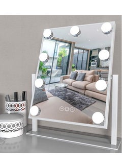 Hollywood Style Lighted Vanity Mirror, 40 x 32 cm, with 3 Color Settings, Dimmable Touch Button, 9 LED Bulbs, Adjustable Brightness, LED Lighted Cosmetic Mirror for Dressing Table, Bedroom, Bathroom, Professional Makeup Mirror, Elegant Hollywood Glam Mirror, Modern Home Décor, Vanity Mirror - pzsku/ZCB908219486456890287Z/45/_/1737620274/c330d7d6-96ac-4dff-a8ad-e8d60c09a8d7