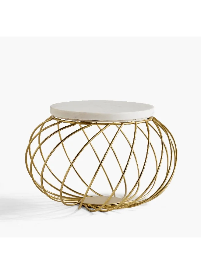 Home Box Willow Marble Cake Stand with Metal Stand - 30x30x19.5 cm
