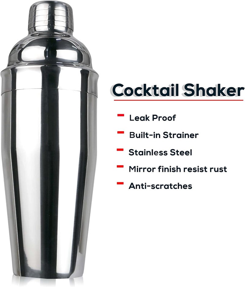 MIBRU Stainless Steel Cocktail Shaker Set with Wooden Base - Image 2