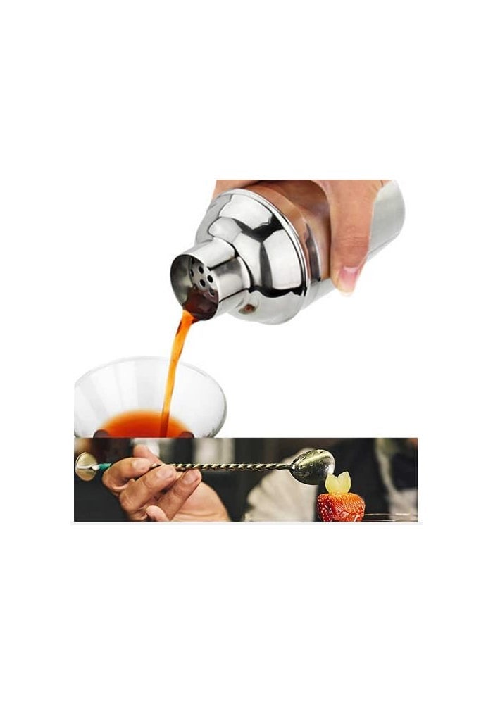 MIBRU Stainless Steel Cocktail Shaker Set with Wooden Base - Image 5