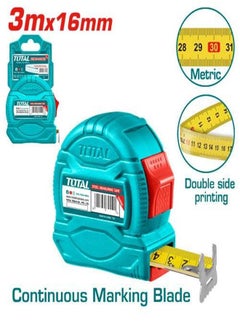 TOTAL Total 3Mx16Mm Steel Measuring Tape Tmt34316 