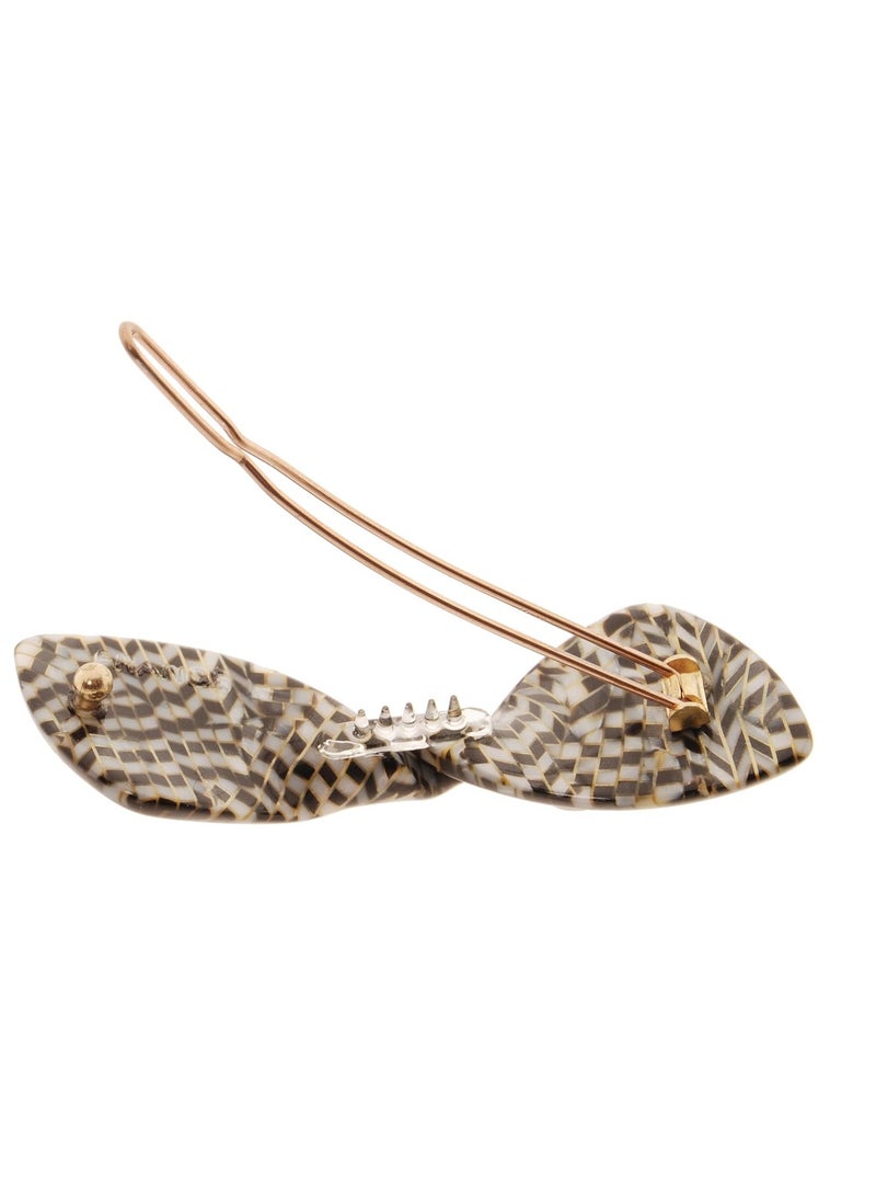 France Luxe France Luxe Mini Bow on Tige Boule Barrette - Opera Silver  - Image 2