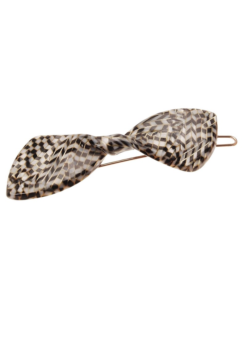 France Luxe France Luxe Mini Bow on Tige Boule Barrette - Opera Silver  - Image 1